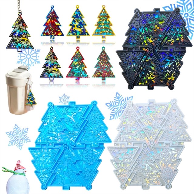 Holographic Christmas Tree Pendant Silicone Mold Ornaments Silicone Mould  Resin Casting Molds Christmas Crafts Supplies - AliExpress